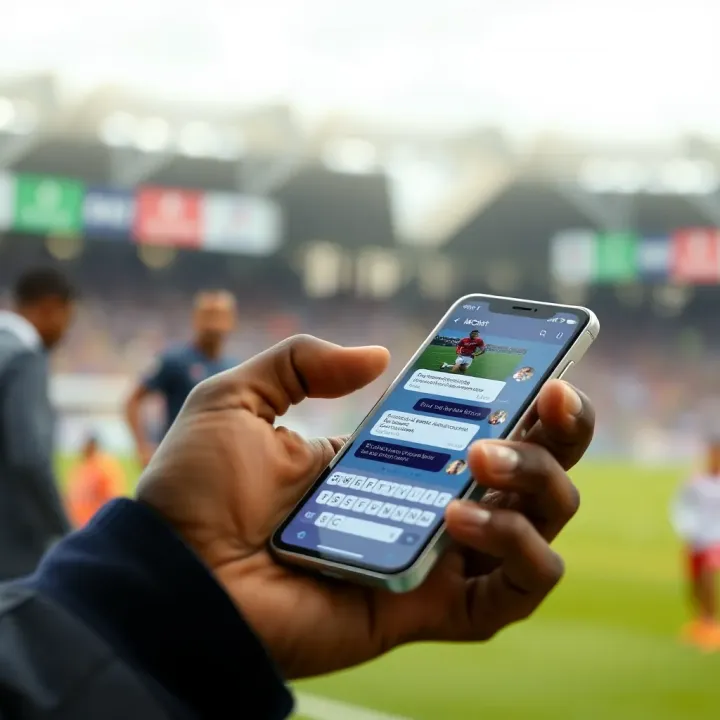 Person using smartphone to access sports betting live chat service