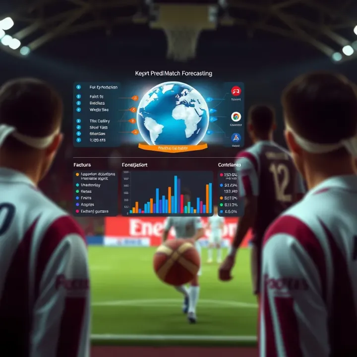Visual representation of key factors influencing sports match outcomes with data charts