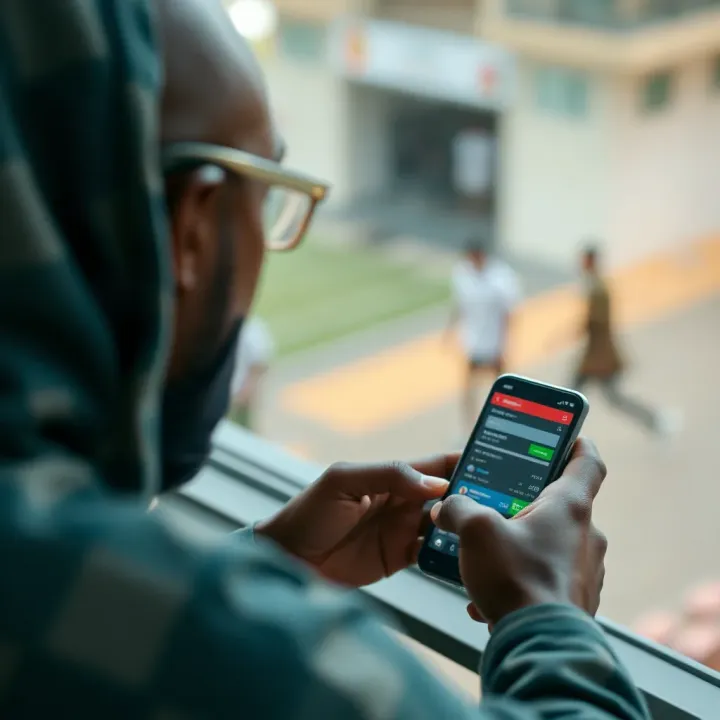 Nigerian bettor navigating the mSport platform on a mobile device to claim a bonus