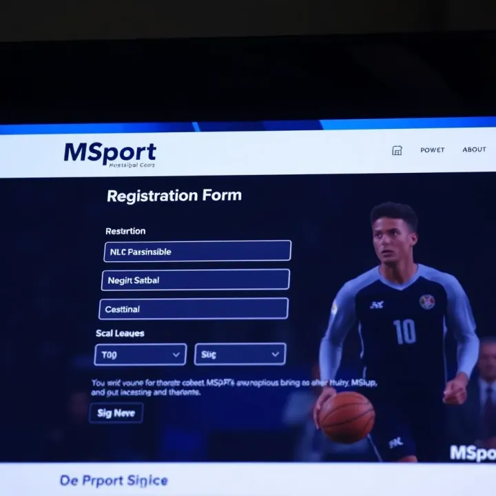 User interface of MSport signup page showing registration form with input fields