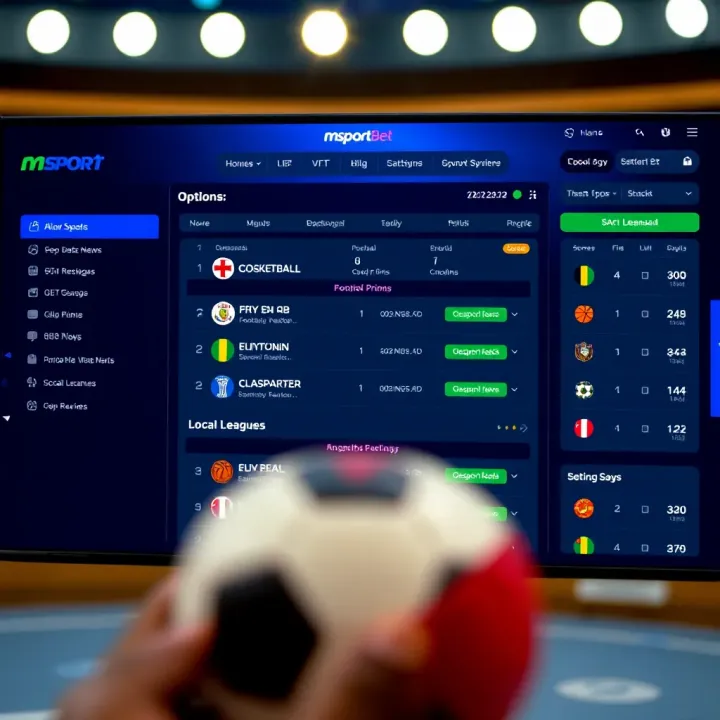 User interface of Msport Bet showing various sports betting options and live scores