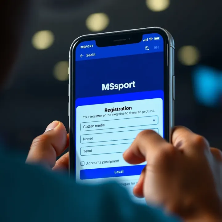 User filling out registration details on a mobile device for Msport account creation