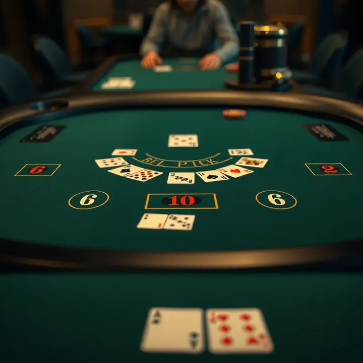 Illustration of a blackjack table layout highlighting key betting areas and card positions