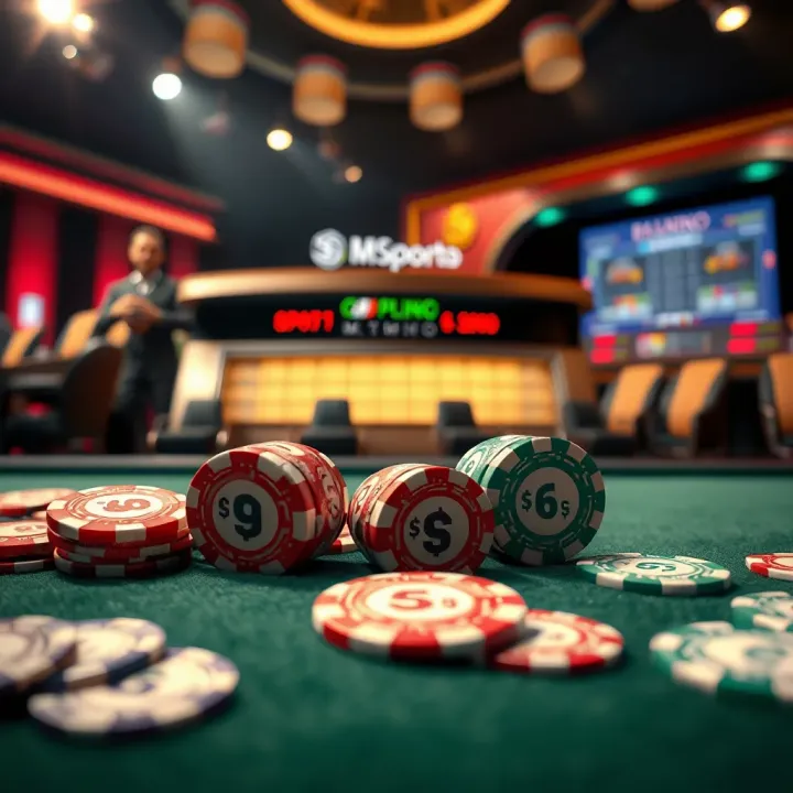 Illustration of bankroll management techniques with betting chips and currency symbols in an online gaming setting