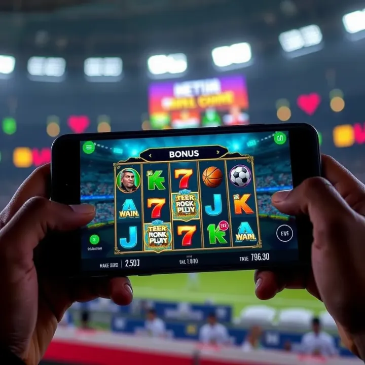 Mobile device displaying an online slot game with dynamic bonus features