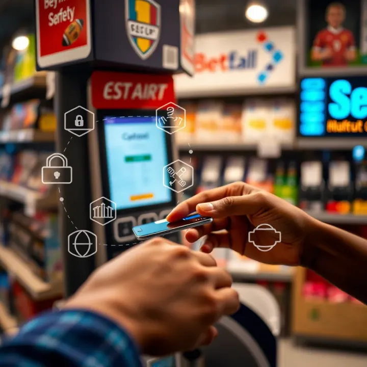 Secure online payment transaction illustration with digital icons representing safety and convenience