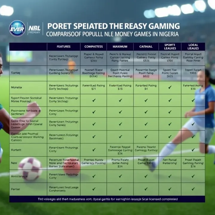 Comparison chart showing features and earning potential of various Nigerian online gaming platforms