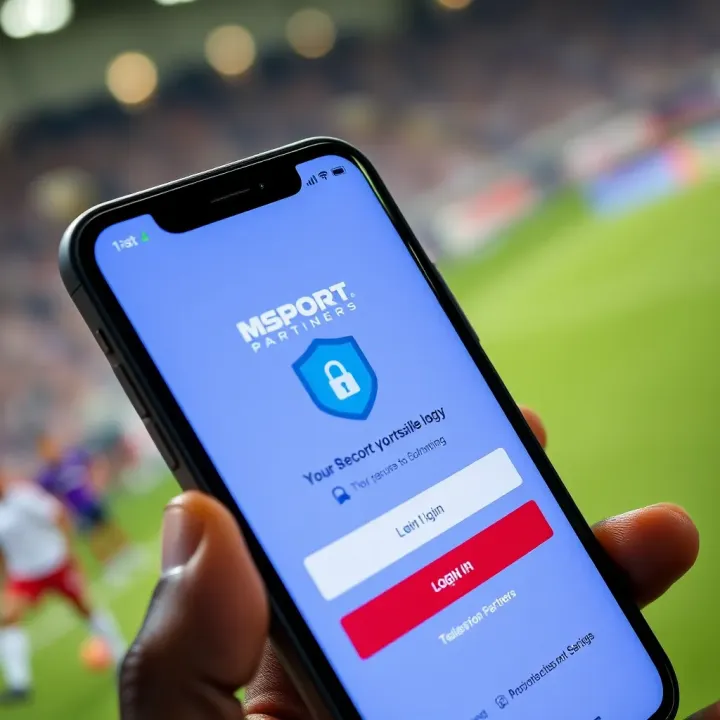 Secure Login and Promotions on Msport Partners APK for Nigerian Sports Fans Smartphone screen showing Msport Partners app with secure login and promotional banners for Nigerian users