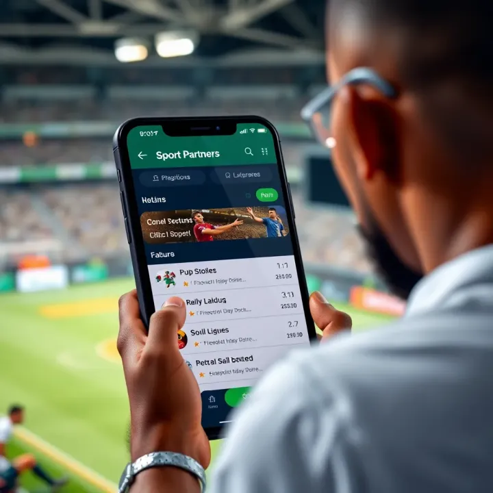 User interface of Msport Partners APK displaying sports betting options and live scores