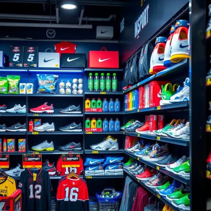 Diverse Product Selection at Shop MSport Display shelves showcasing a variety of products available at Shop MSport