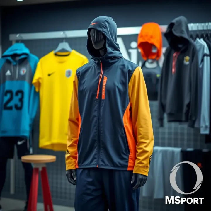 Diverse Sportswear and Equipment Available on MSport Wide selection of sportswear and equipment displayed on a digital platform