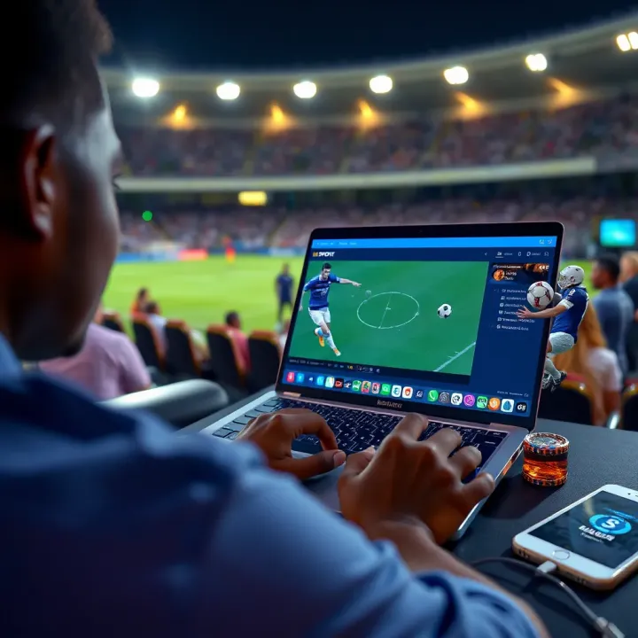 Watching Live Football on MSport Streaming Platform in Nigeria Person using a laptop to watch live football streaming on MSport platform in Nigeria