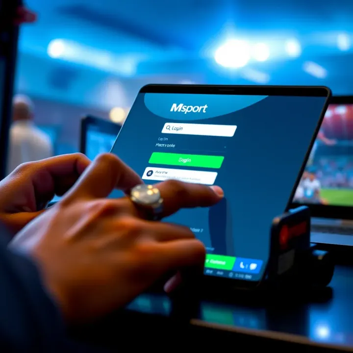 User entering credentials on Msport login interface on a digital device
