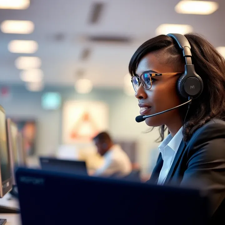 Customer service representative assisting with MSport support inquiries via headset