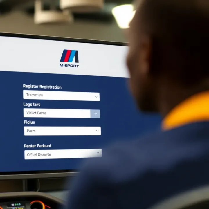 User interface showing M-Sport online account registration page with form fields