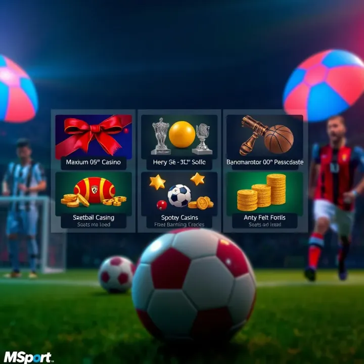 Illustration showing various types of casino bonuses available on Msport platform