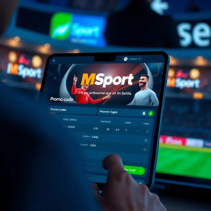 MSport Betting Platform Promo Code Application Illustration showing a digital betting platform with promo code application interface