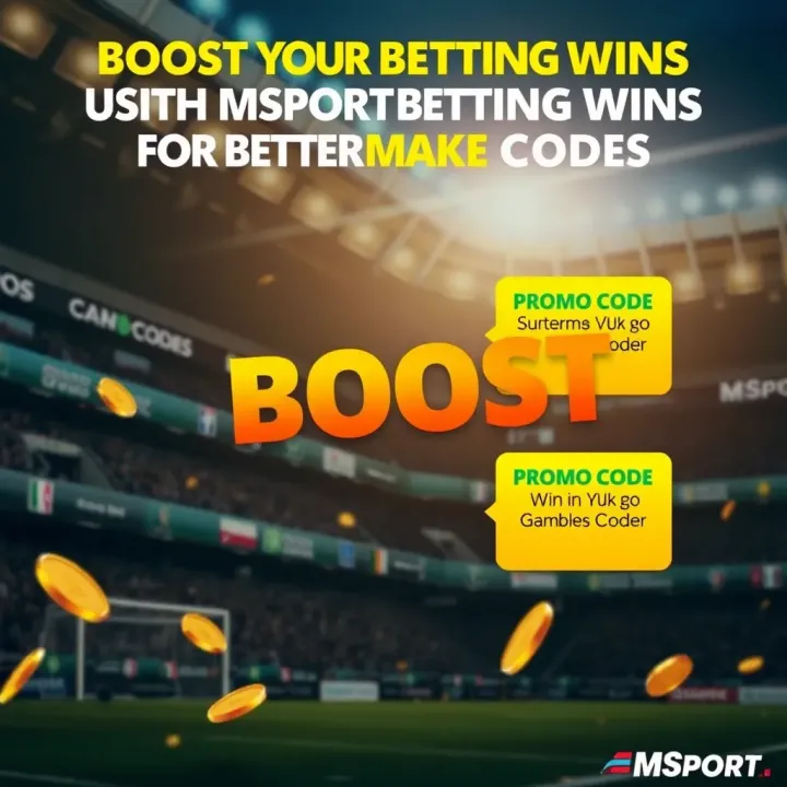 Boost Your Betting Wins Using MSport Promo Codes Graphic depicting a boost in betting wins with promo code benefits highlighted