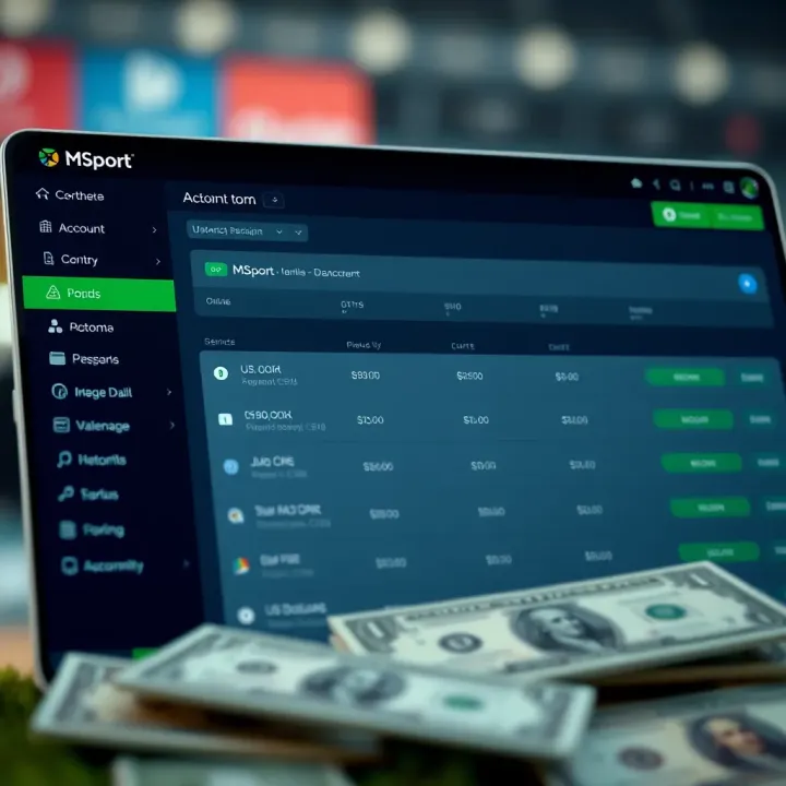 A digital banking interface showing account options and currency management including US dollars