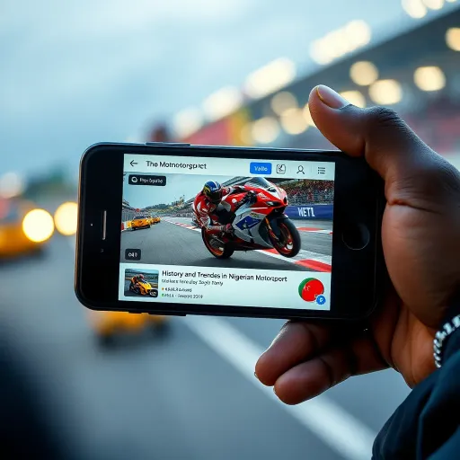 Mobile Technology Impact on Motorsport Engagement in Nigeria Smartphone displaying motorsport search results indicating mobile internet influence on Nigerian fans
