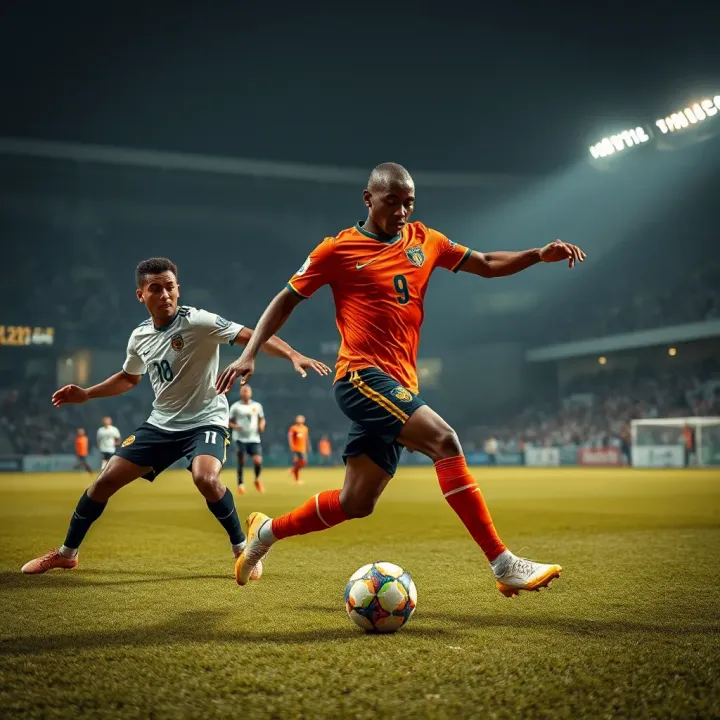African football players in dynamic action during a high-stakes match