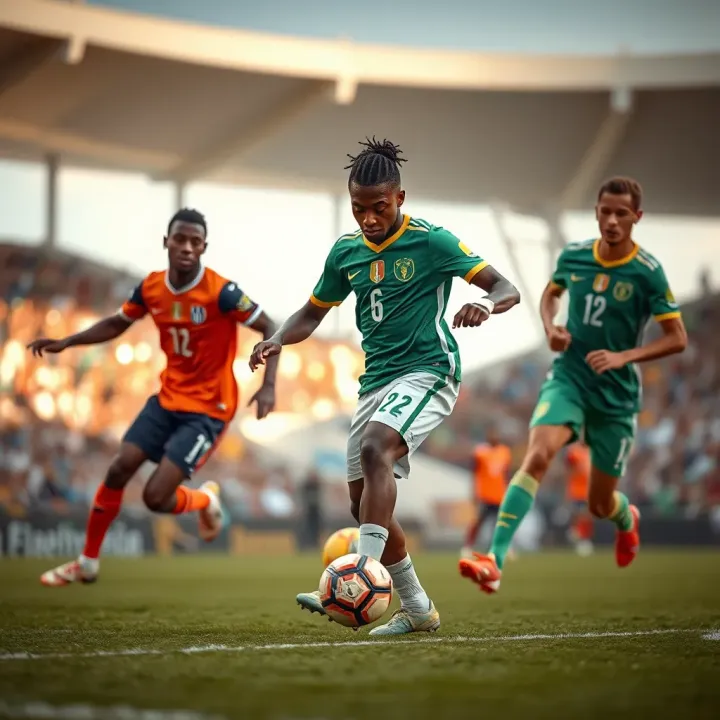Nigerian football team executing tactical moves on the pitch during an AFCON match