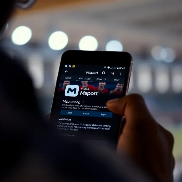 Smartphone screen featuring Msport app installation screen on an Android device in Nigeria