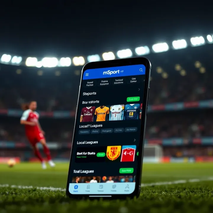 mSport App Android Homepage Displaying Sports and Betting Options Screenshot of mSport app homepage displaying sports categories and betting options