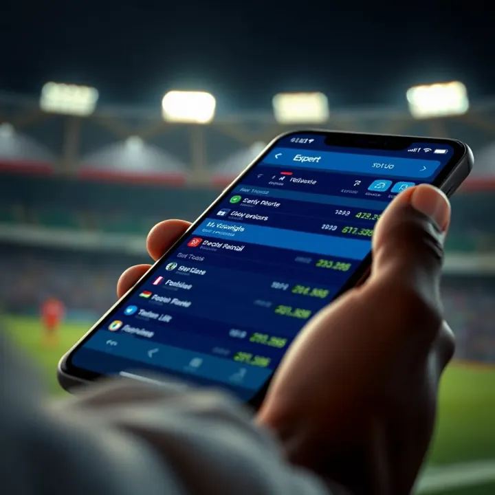 Betting Odds and Expert Sports Forecasts on Mobile A focused view of a mobile device showing betting odds and expert insights for upcoming football games