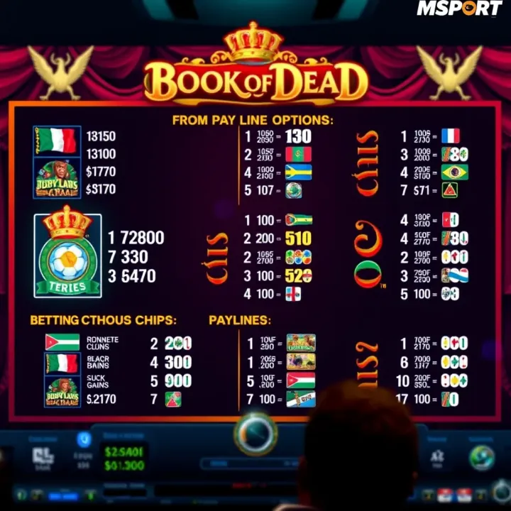 Visual display of betting options and paylines in Book of Dead slot optimized for Nigerian players
