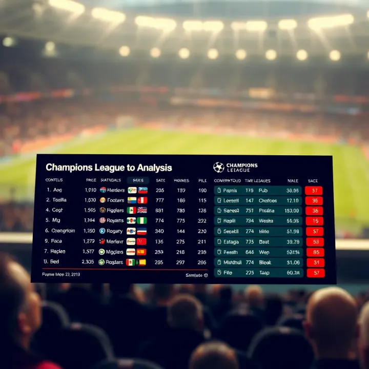 Comprehensive Betting and Stats Analysis for Champions League Graphic showing football statistics and betting odds analysis for Champions League matches