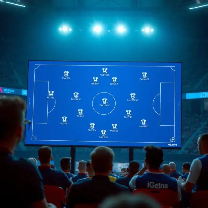 Tactical football strategy board with team formations and player movements