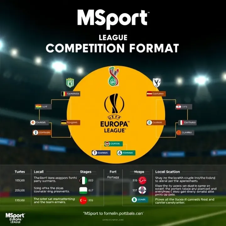 Graphic showcasing the tournament structure of the MSport Europa League with team progression paths and stages