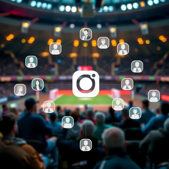 Graphical representation of online community engagement with interactive elements symbolizing connections and fan interactions
