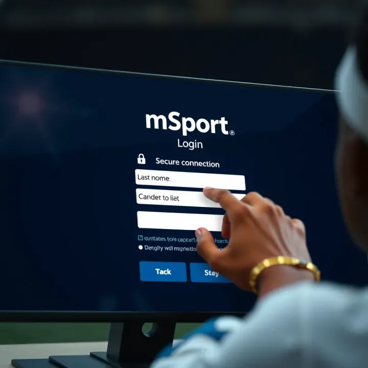 User entering login credentials on mSport International platform with secure connection indication