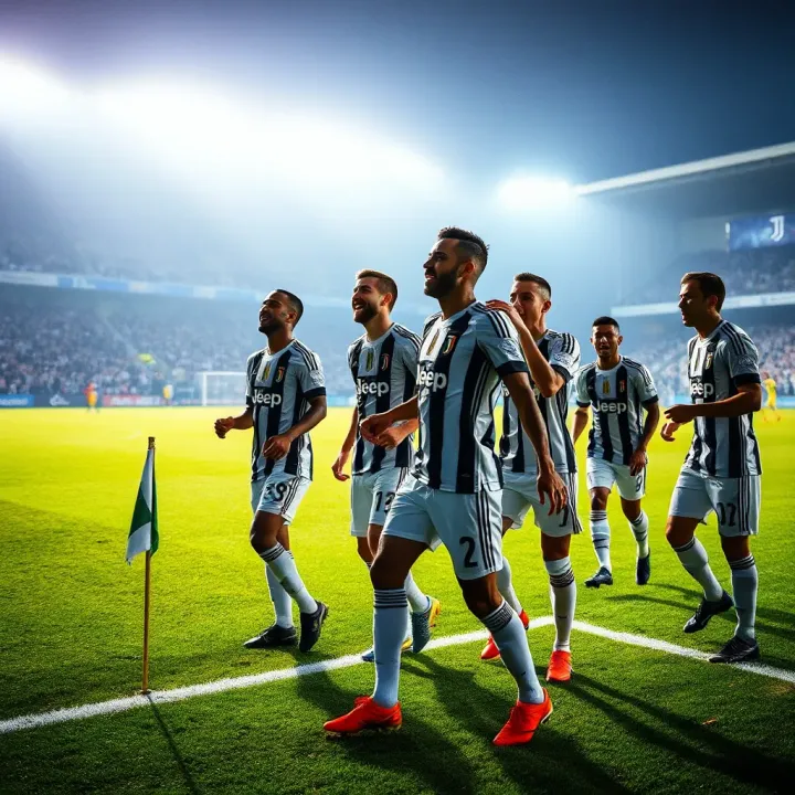 Juventus FC Celebrating a Key Victory Juventus FC players celebrating a goal on the football pitch
