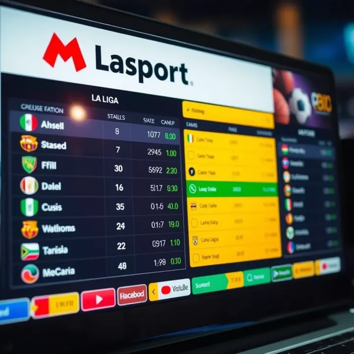 Illustration of La Liga football teams and betting odds displayed on a digital platform