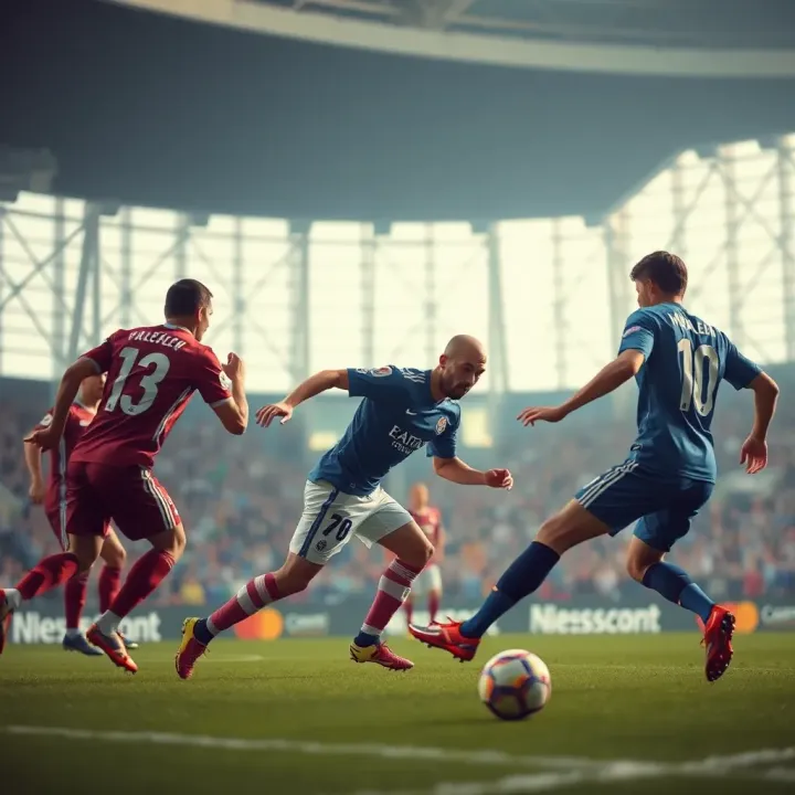 Football players competing fiercely during a La Liga match