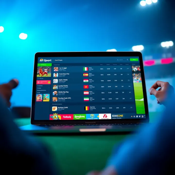 Laptop screen displaying sports betting options on a Nigerian-friendly platform