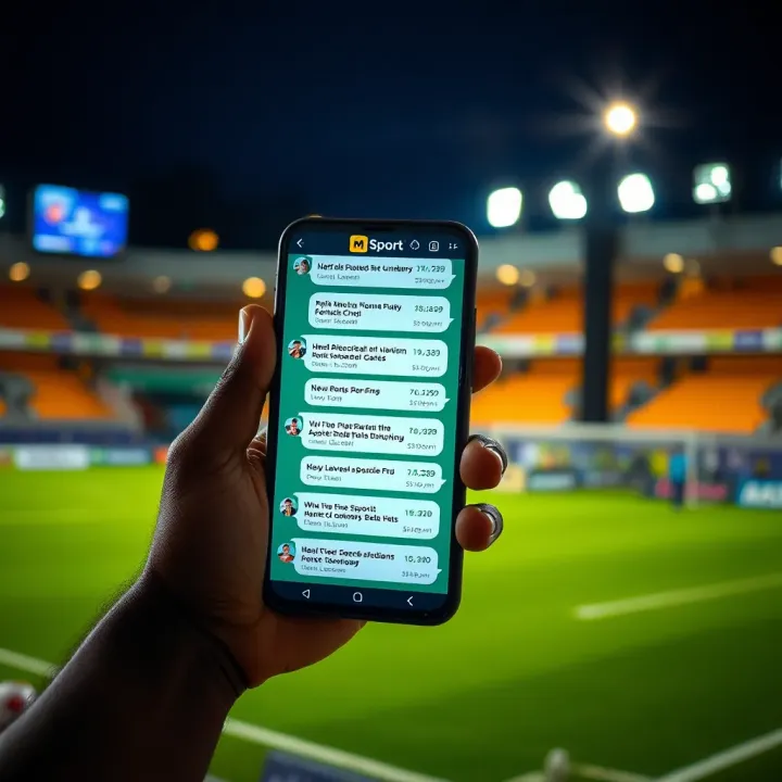 Mobile phone displaying live chat interface with sports betting updates
