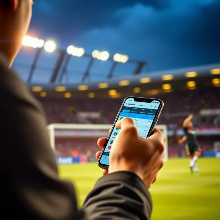 User navigating the MSport Livescore platform on a smartphone displaying live football match updates