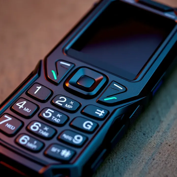 Close-up of a rugged MSport Mlite mobile phone showing its durable exterior and keypad layout