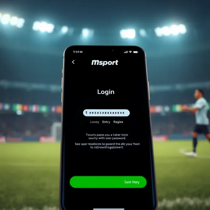 Secure login screen of Msport NG app showcasing password entry and security features