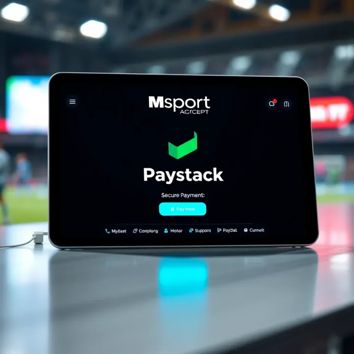 Secure online payment interface displaying Paystack logo on a digital device