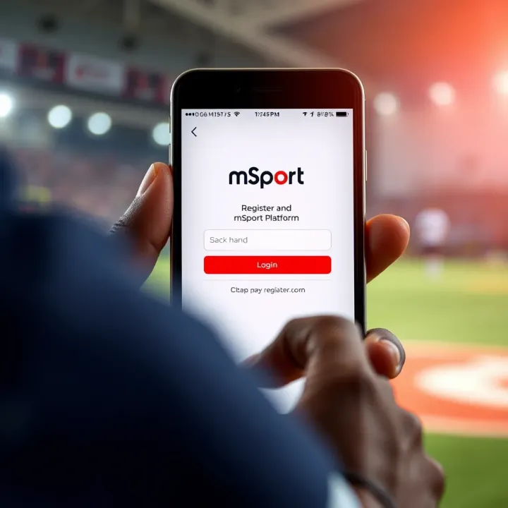 User entering credentials to access mSport platform on a smartphone
