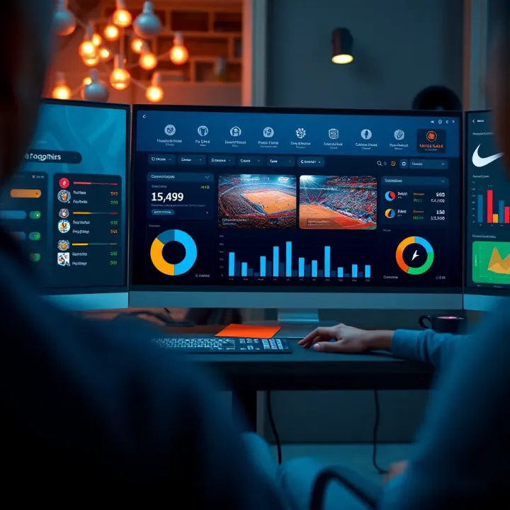Digital dashboard showing sports club management tools and fan engagement features