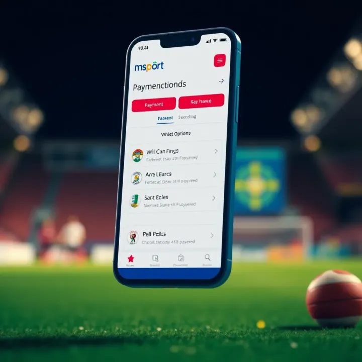 Payment Methods on msport Real App Mobile phone showing payment options available for msport Real app transactions