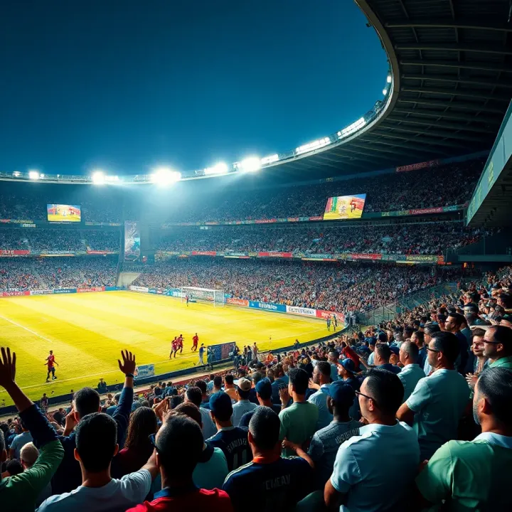 Exciting Serie A football match in a vibrant stadium with enthusiastic fans