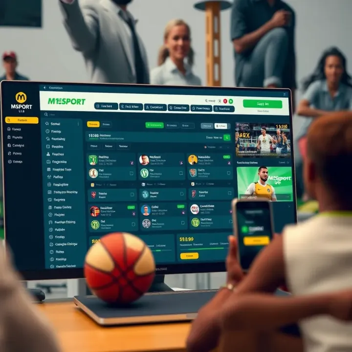 Dashboard showing sports betting options and user features on MSport UG website