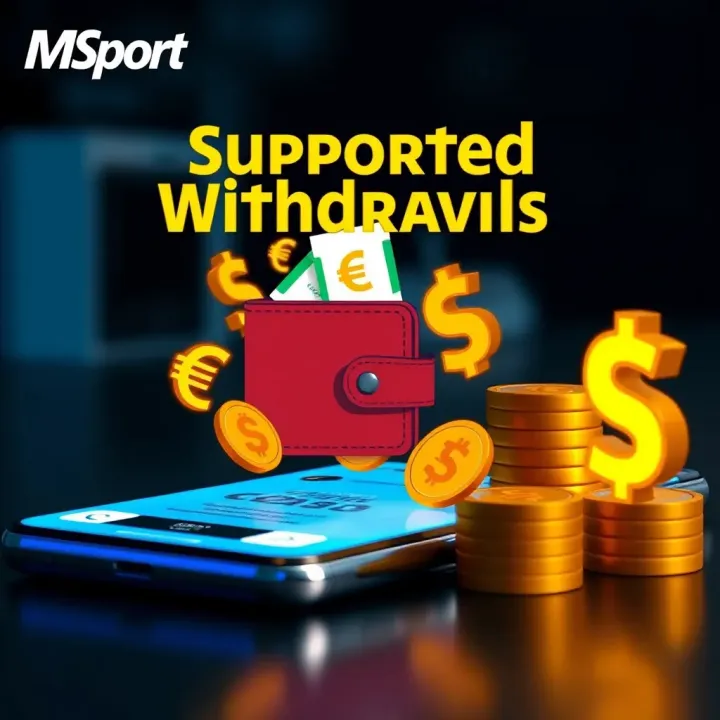 Illustration of a digital wallet and currency symbols representing online payment methods for betting withdrawals